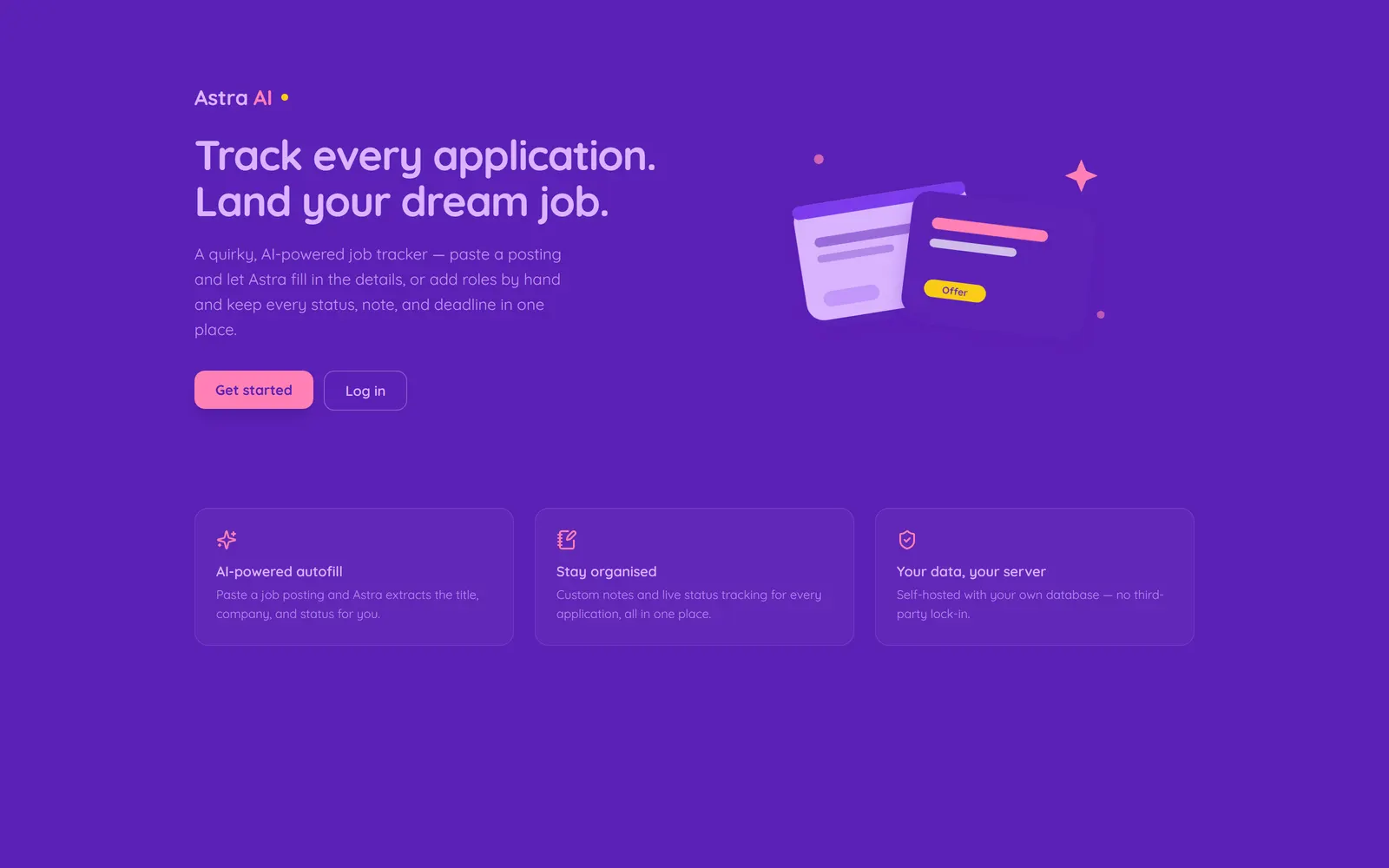 Astra AI landing page