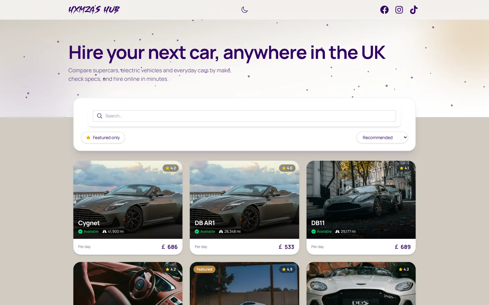 Hxmza landing page